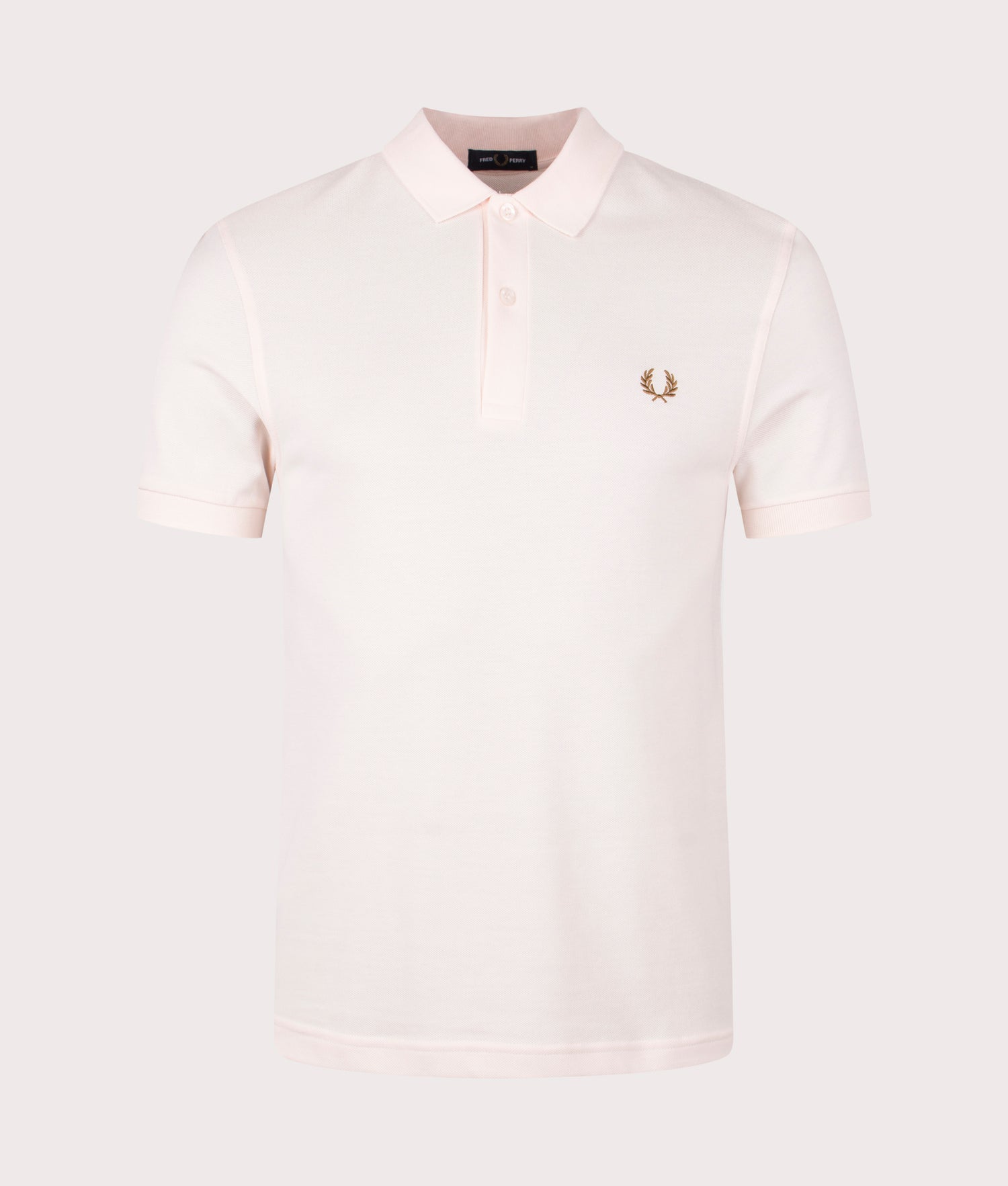 The Fred Perry Polo in Silk Peach Pink & Dark Caramel Brown | EQVVS