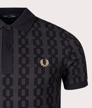 Cable Print Fp Polo Shirt in Anchor Grey by Fred Perry. EQVVS Detail Shot.