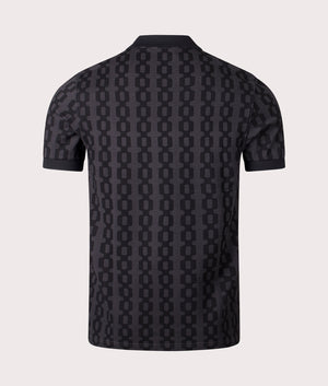 Cable Print Fp Polo Shirt in Anchor Grey by Fred Perry. EQVVS Back Angle Shot.