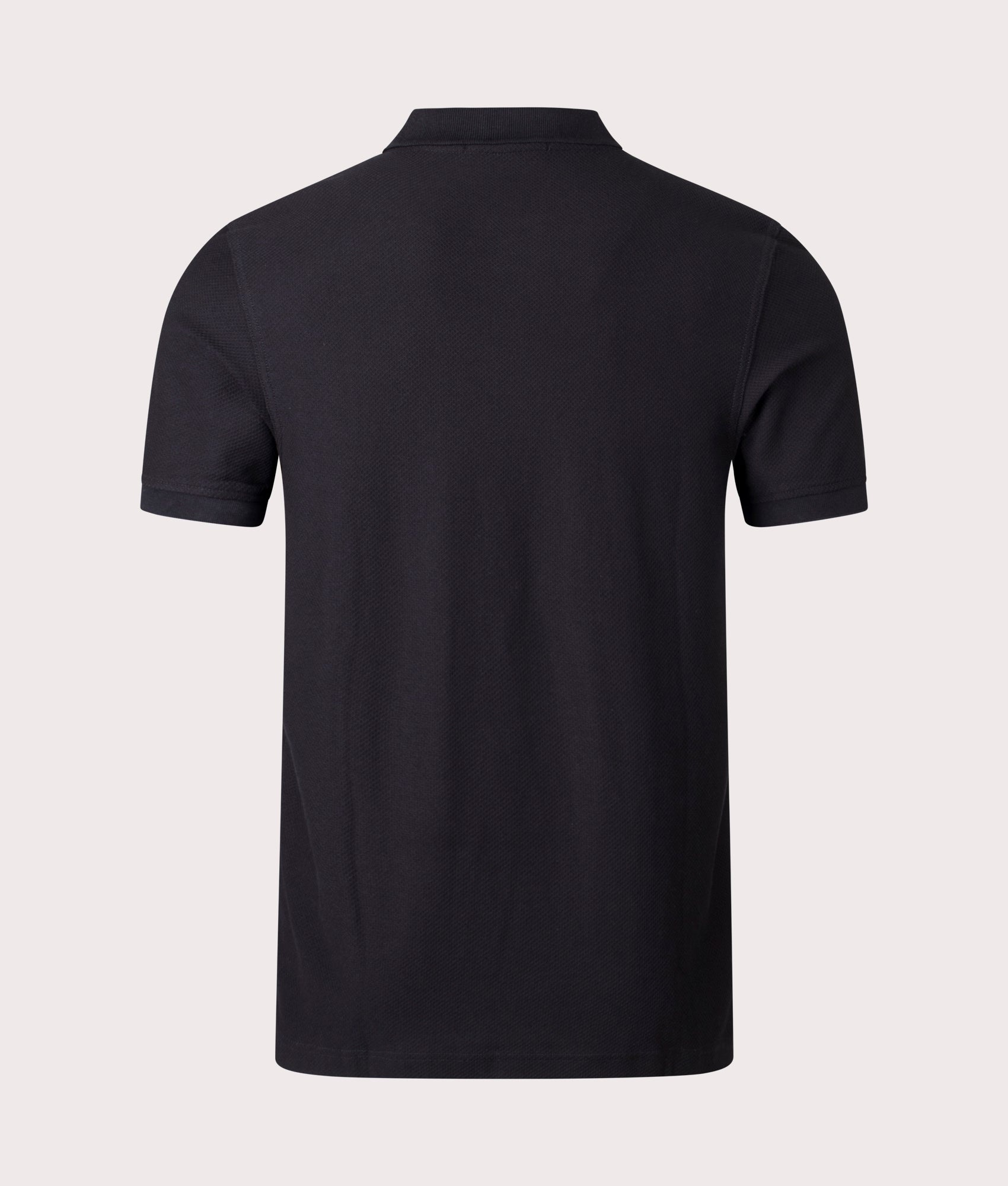 Woven Mesh Relaxed Panelled Polo Shirt in Black by Fred Perry. EQVVS Back Angle Shot.