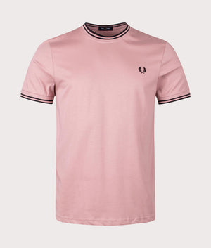 Twin Tipped T-Shirt in Dusty Rose Pink by Fred Perry. EQVVS Front Angle Shot.