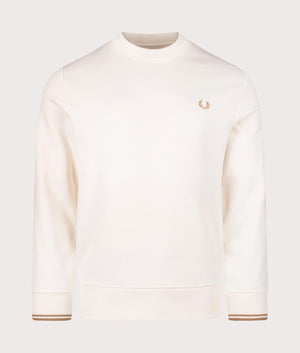 Crew Neck Sweatshirt in Ecru by Fred Perry. EQVVS Front Angle Shot.