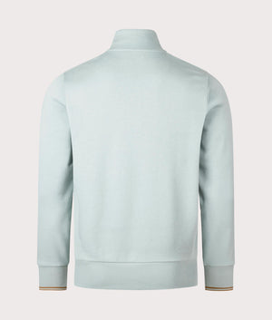 Quarter Zip Sweatshirt in Silver Blue by Fred Perry. EQVVS Back Angle Shot.