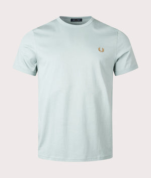 Ringer T-Shirt in Silver Blue by Fred Perry. EQVVS Front Angle Shot.