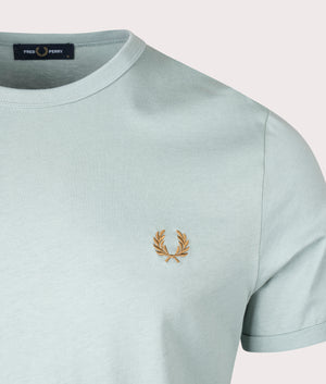 Ringer T-Shirt in Silver Blue by Fred Perry. EQVVS Detail Shot.
