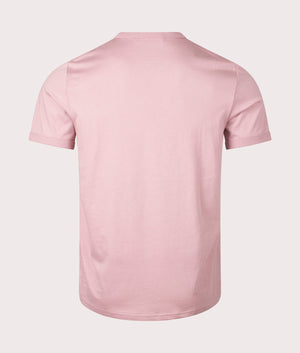 Ringer T-Shirt in Dusty Rose Pink by Fred Perry. EQVVS Back Angle Shot.