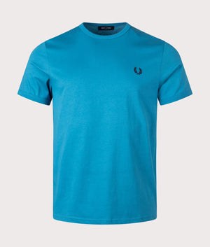 Ringer T-Shirt in Runaway Ocean by Fred Perry. EQVVS Front Angle Shot. 