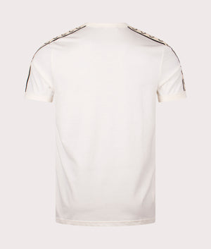 Fred Perry Contrast Tape Ringer T-Shirt in ecru and black, 100% Cotton. Back shot at EQVVS.