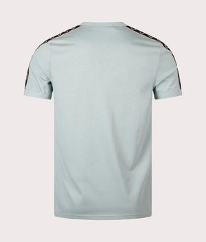 Fred Perry Contrast Tape Ringer T-Shirt in SIlver Blue and Warm Grey, 100% Cotton Back Shot at EQVVS