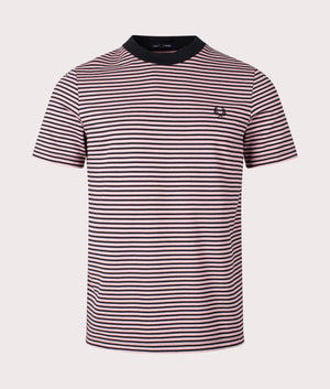Fine Stripe Heavy Weight T-Shirt in Dusty Rose by Fred Perry. EQVVS Front Angle Shot.