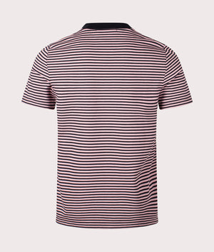 Fine Stripe Heavy Weight T-Shirt in Dusty Rose by Fred Perry. EQVVS Back Angle Shot.