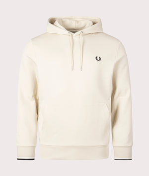 Fred pErry Tipped Hooded Sweatshirt Oatmeal and Black Front Shot EQVVS