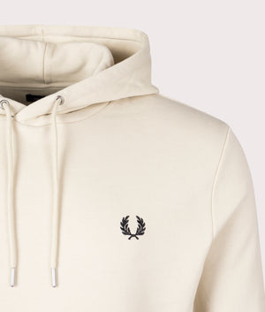 Fred Perry Tipped Hooded Sweatshirt Oatmeal and Black Detail Shot EQVVS