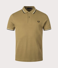 Twin Tipped Fred Perry Polo Shirt: W60 Shaded Stone/Ice Cream/Black 