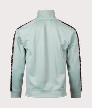 Contrast Tape Track Jacket in Silver Blue by Fred Perry. EQVVS Back Angle Shot.
