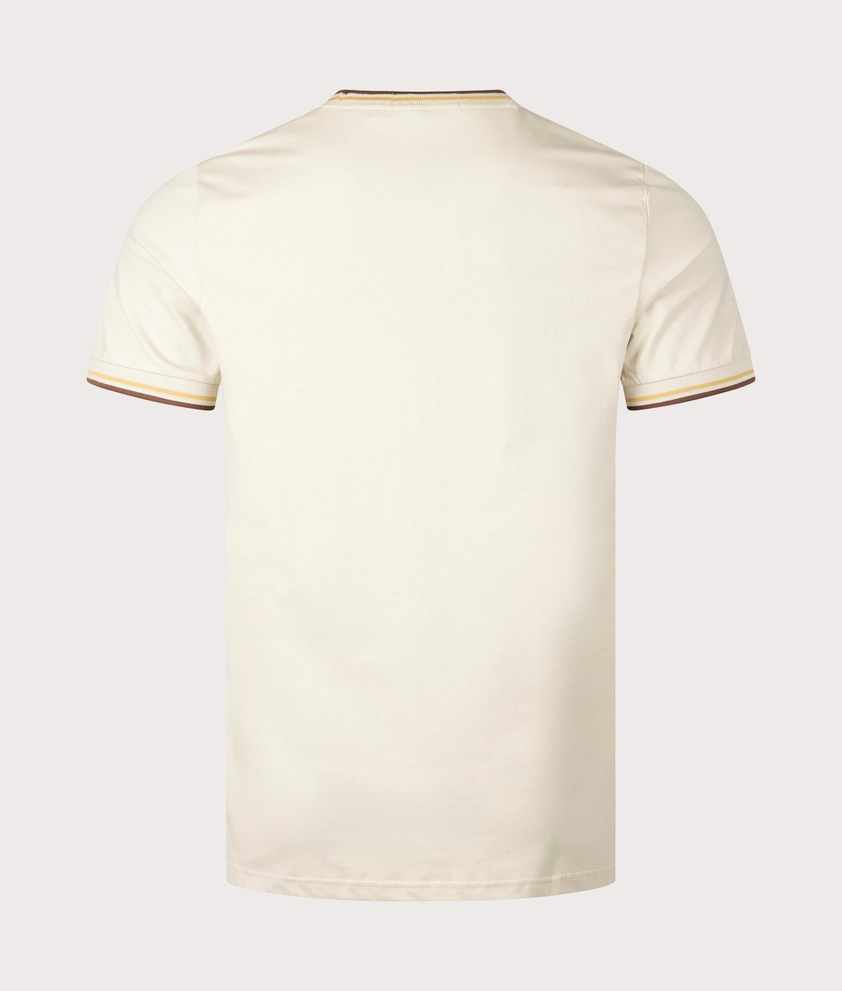 Fred Perry Twin Tipped T-Shirt in Oatmeal/Honeycomb/Whisky Brown, 100% Cotton at EQVVS. Back Shot. 