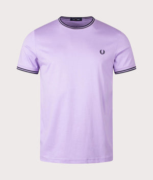 Fred Perry Twin Tipped T-Shirt in Ultra Violet/Navy, 100% Cotton at EQVVS. Front Shot. 