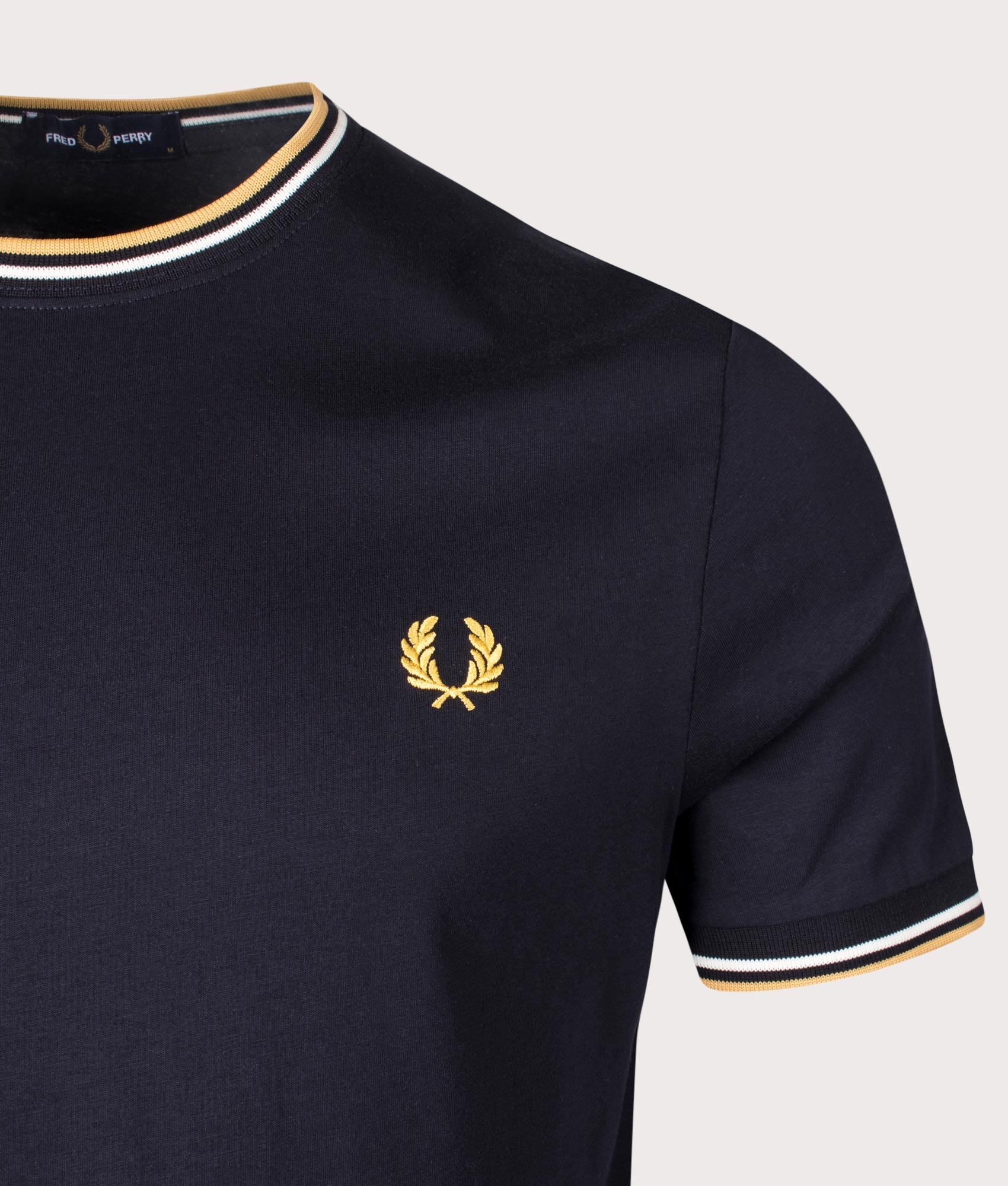 ★FRED PERRY★ Baseline Twin Tip T-Shirt Navy Ecrew Honeycom Twin Tipped T-Shirt - Navy / Ecru / Honeycomb | Men's T