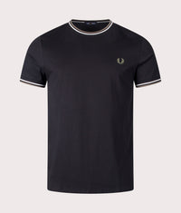 Regular Fit Twin Tipped T-Shirt: W54 Black/Ecru/Laurel Wreath Green 