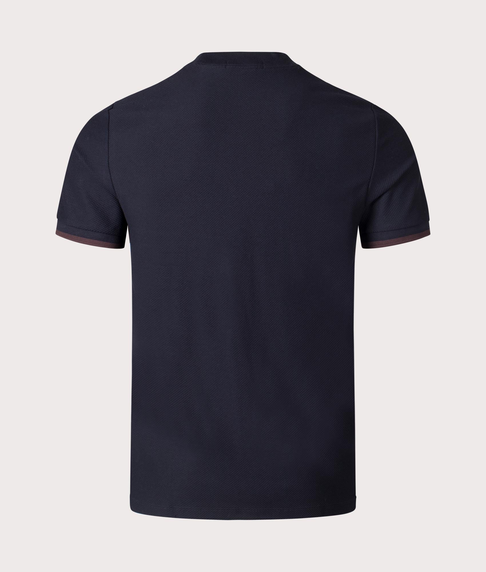 Fred Perry Tipped Cuff Pique T-Shirt in Navy/Carrington Road Brick in Polo Black at EQVVS Menswear Back Shot