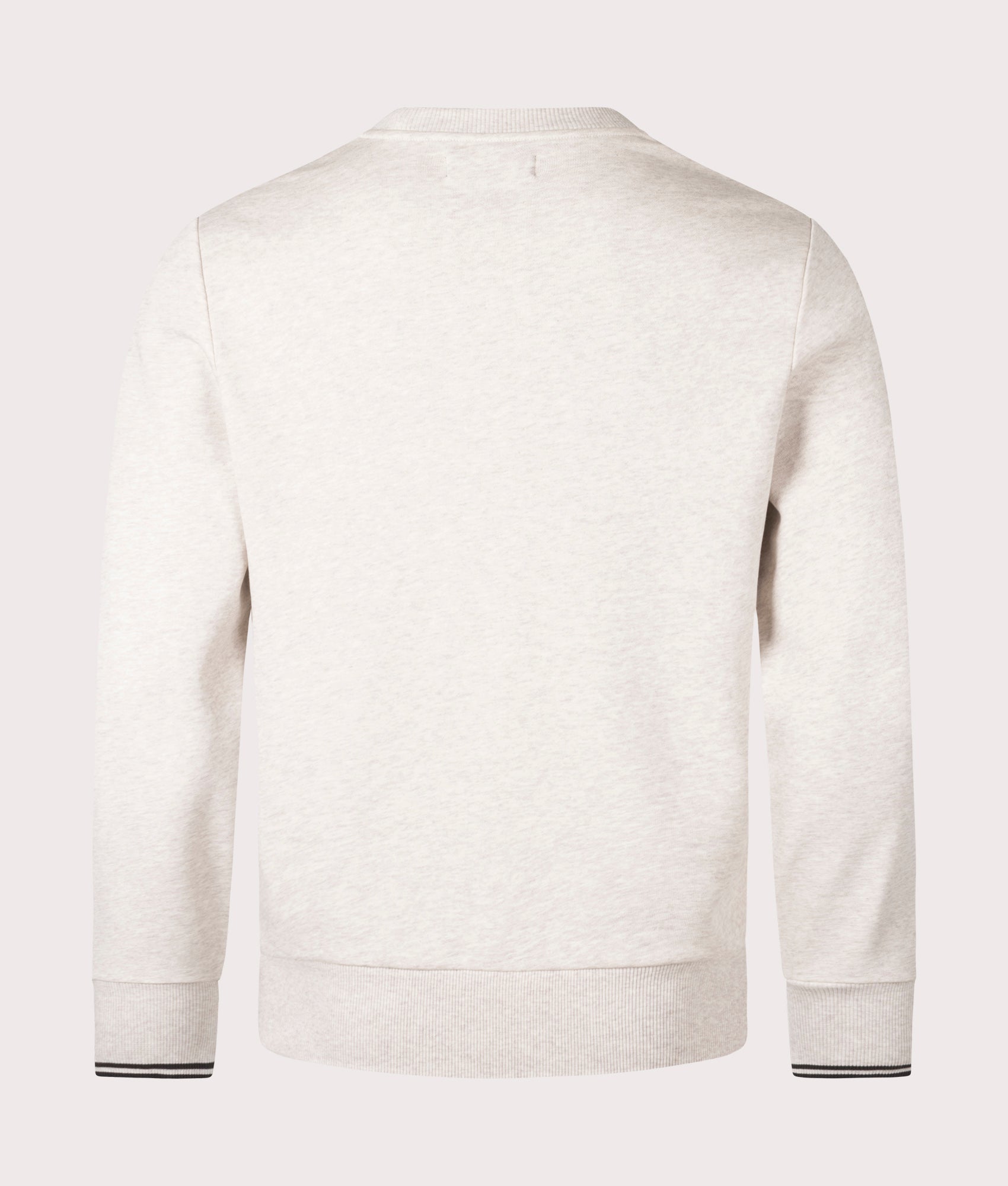 Fred Perry Crew Neck Sweatshirt in Porridge Marl, 100% cotton. At EQVVS Menswear. Back shot. 