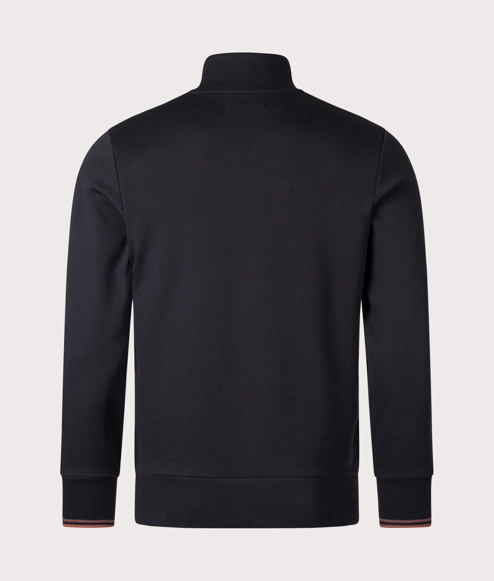 Quarter Zip Sweatshirt in Black by Fred Perry. EQVVS Shot.