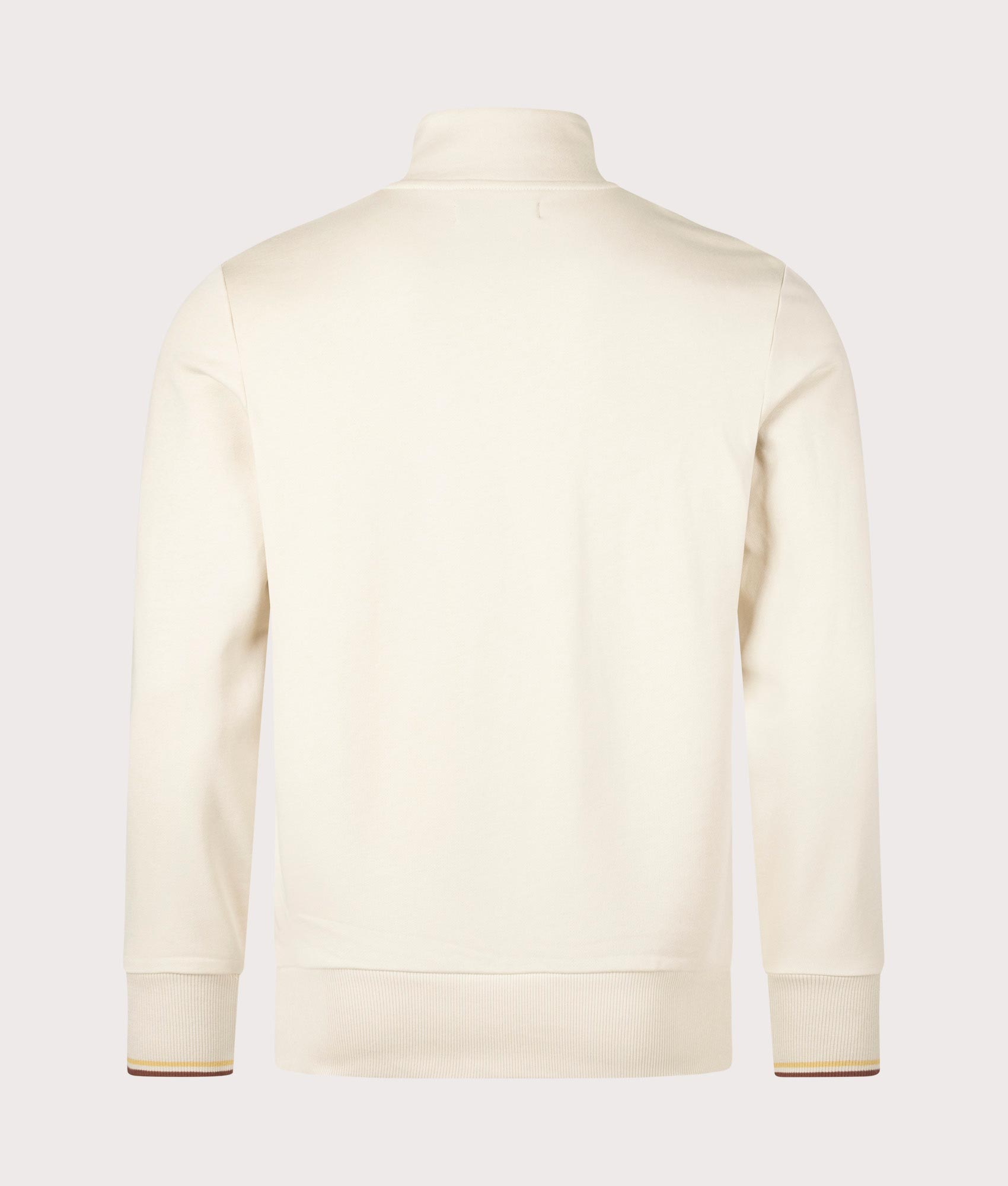 Quarter Zip Sweatshirt in Oatmeal by Fred Perry. EQVVS Shot.