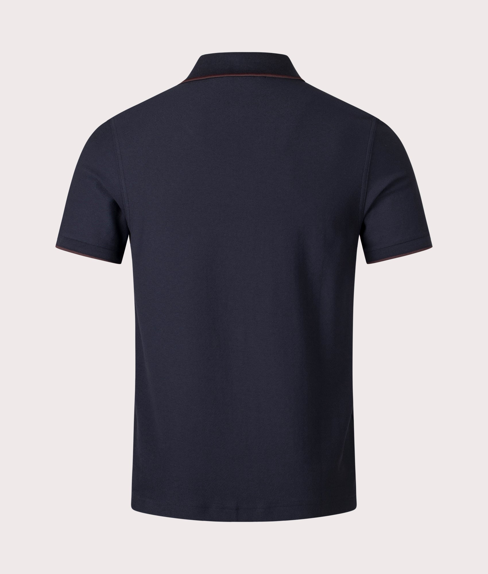 Crepe Pique Zip Neck Polo Shirt in Navy by Fred Perry. EQVVS Shot.