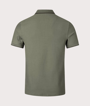 Crepe Pique Zip Neck Polo Shirt in Laurel Wreath Green by Fred Perry. EQVVS Shot.