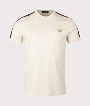 Contrast Tape Ringer T-Shirt in Oatmeal by Fred Perry. EQVVS Shot.