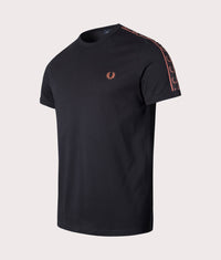 Contrast Tape Ringer T-Shirt Gunmetal/Black | Fred Perry | EQVVS