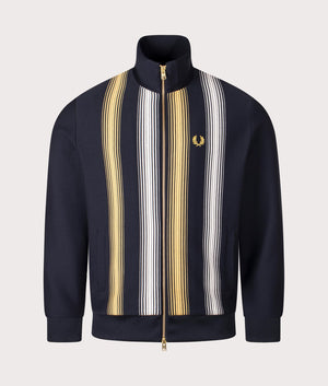 Ombre Stripe Track Top by Fred Perry in Navy. Shot at EQVVS. Front shot. 