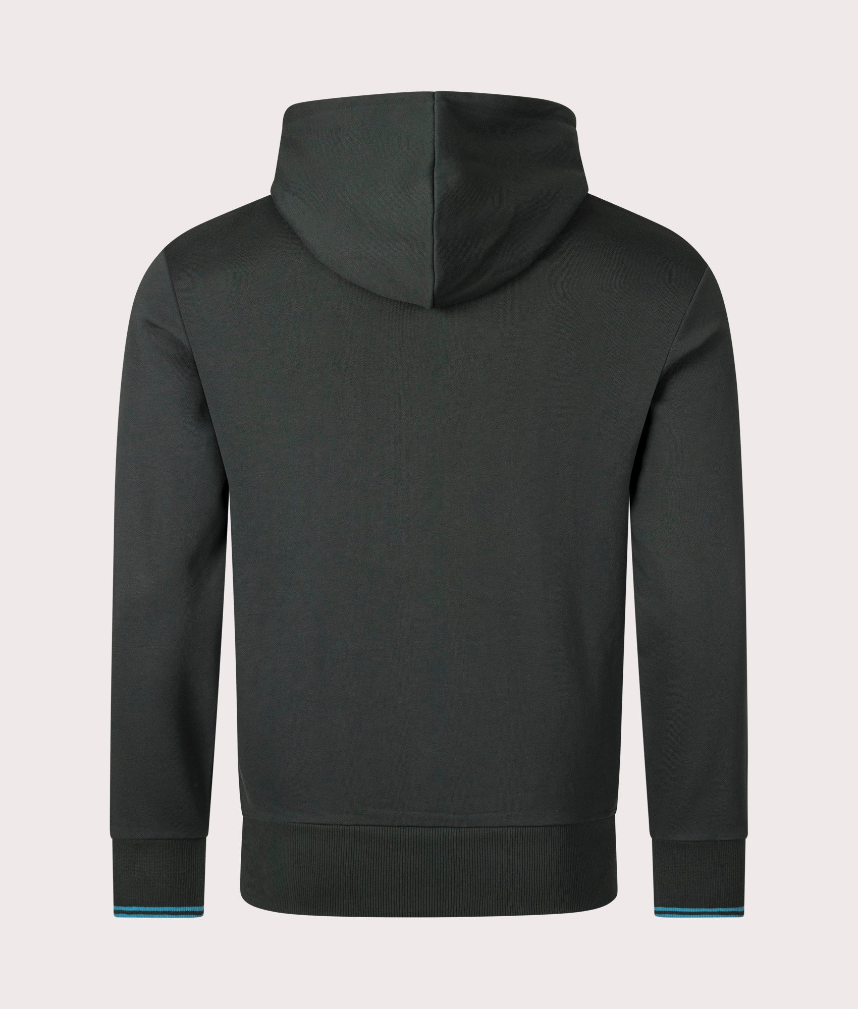 Fred Perry Twin Tipped Hoodie Green. Shot at EQVVS. Reverse image. 
