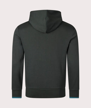 Fred Perry Twin Tipped Hoodie Green. Shot at EQVVS. Reverse image. 