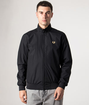  Fred Perry Brentham Jacket in Black at EQVVS Menswear. Model Front shot. 