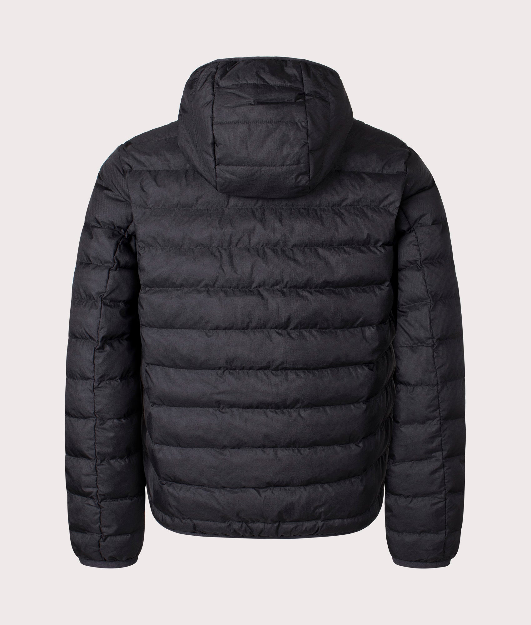 Fred Perry Hooded Insulated Jacket Black. Shot at EQVVS. Reverse shot. 