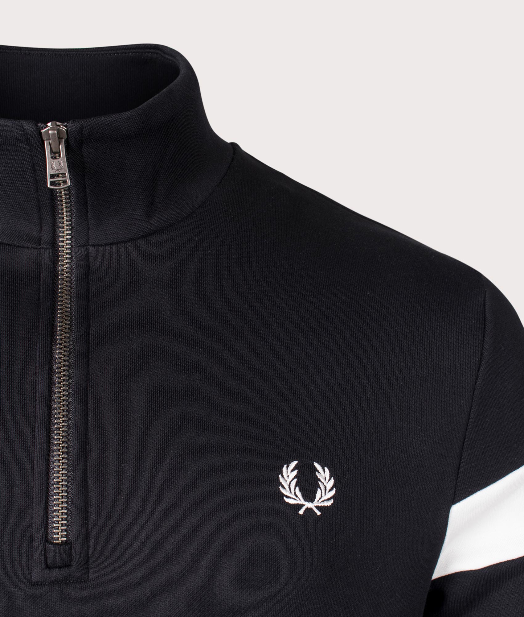 Quarter Zip Tipped Sleeve Sweatshirt Black | Fred Perry | EQVVS
