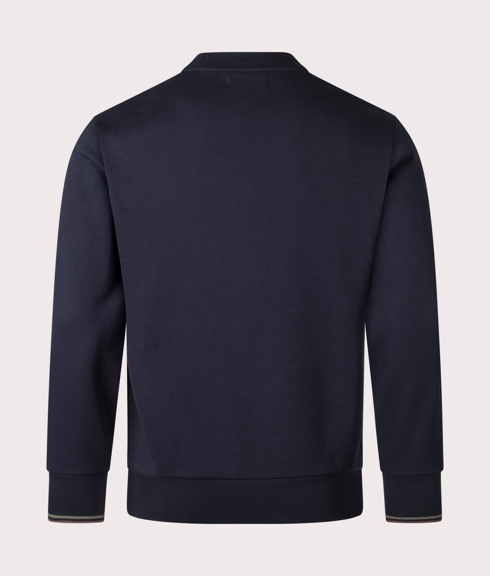 Crew Neck Sweatshirt in Navy by Fred Perry. Shot at EQVVS. Reverse shot. 