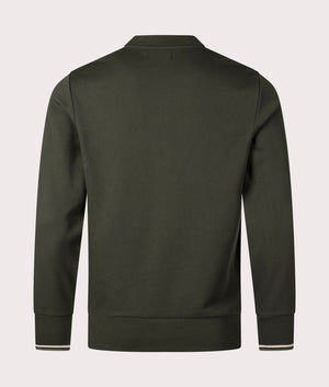 Khaki Green Crew Neck Sweatshirt by Fred Perry. Shot at EQVVS. Reverse shot. 