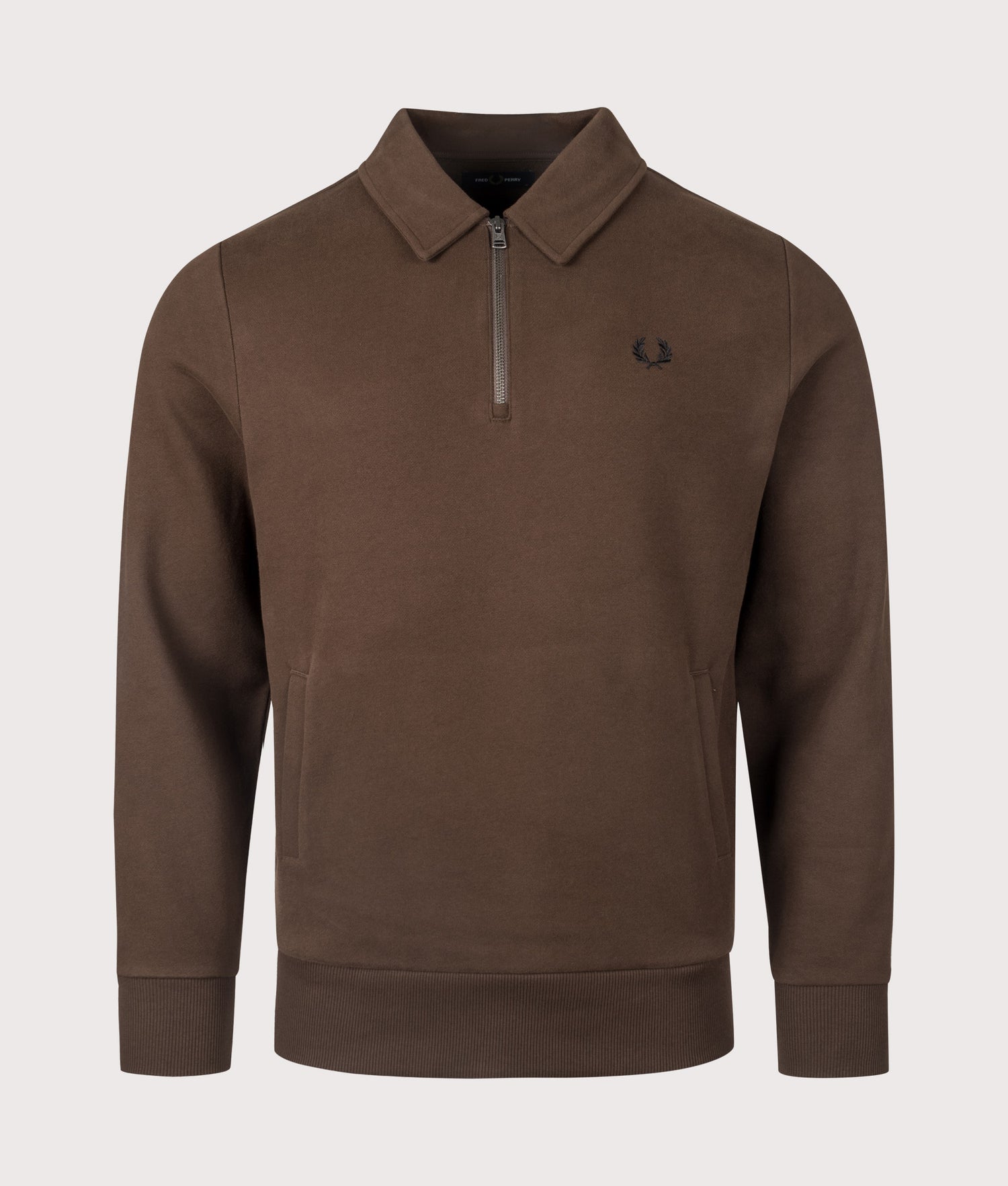 Fred Perry Quarter Zip Sweatshirt in Burnt Tobacco | EQVVS Menswear