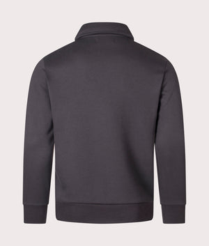 Fred Perry Quarter Zip Fleeceback Sweatshirt in Anchor Grey, 100% Cotton. At EQVVS Menswear. Back shot