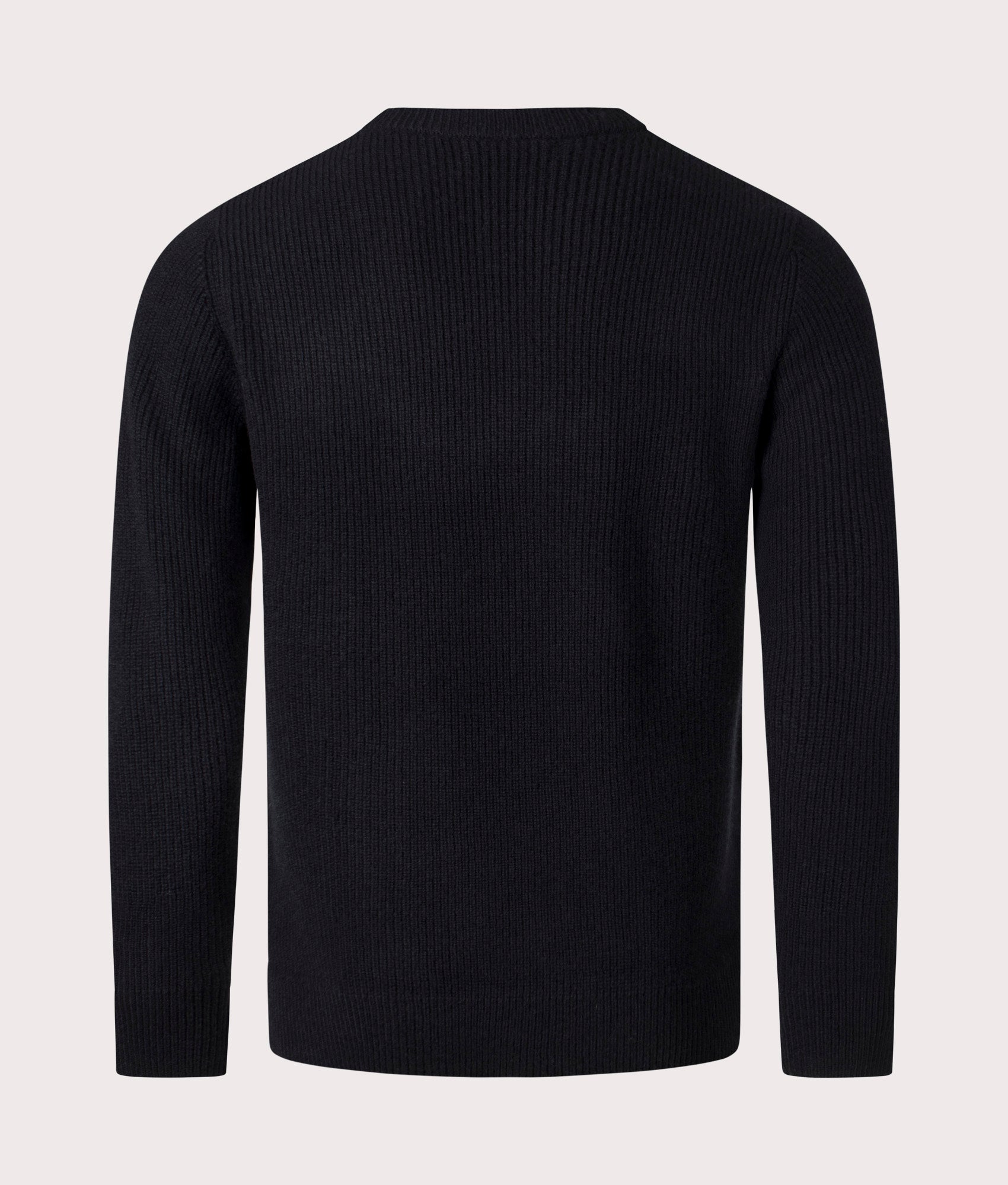 Fred Perry 100% Lambswool Jumper in Black at EQVVS. Back Shot. 