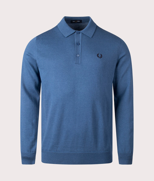 トップス FRED PERRY Long Sleeve Ribbed Polo Shirt Fred Perry Long Sleeve Ribbed Polo Shirt in Blue | Lyst