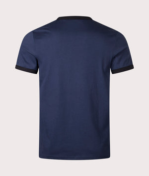 Fred Perry Ringer T-shirt in Dark Carbon/Black, 100% Cotton at EQVVS. Back Shot. 