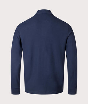 Fred Perry Honeycomb Taped Quarter Zip Polo Shirt in Dark Carbon at EQVVS Menswear Back Shot