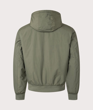 Fred Perry hooded Brentham Jacket in Laurel Wreath Green at EQVVS. Back Shot. 