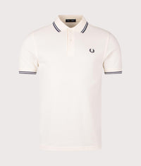 Twin Tipped Fred Perry Polo Shirt: Y24 Ecru/Tennis Blue 