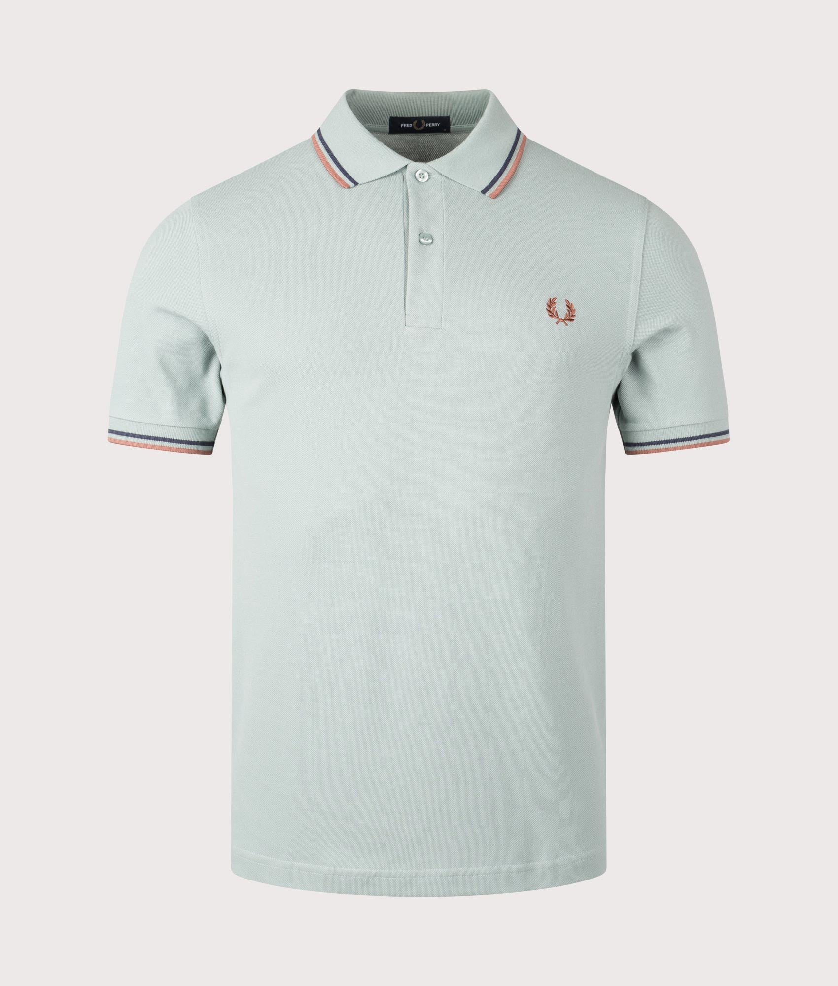 Fred Perry Twin Tipped Polo Shirt in Silver Blue. Shot at EQVVS.  Front shot.