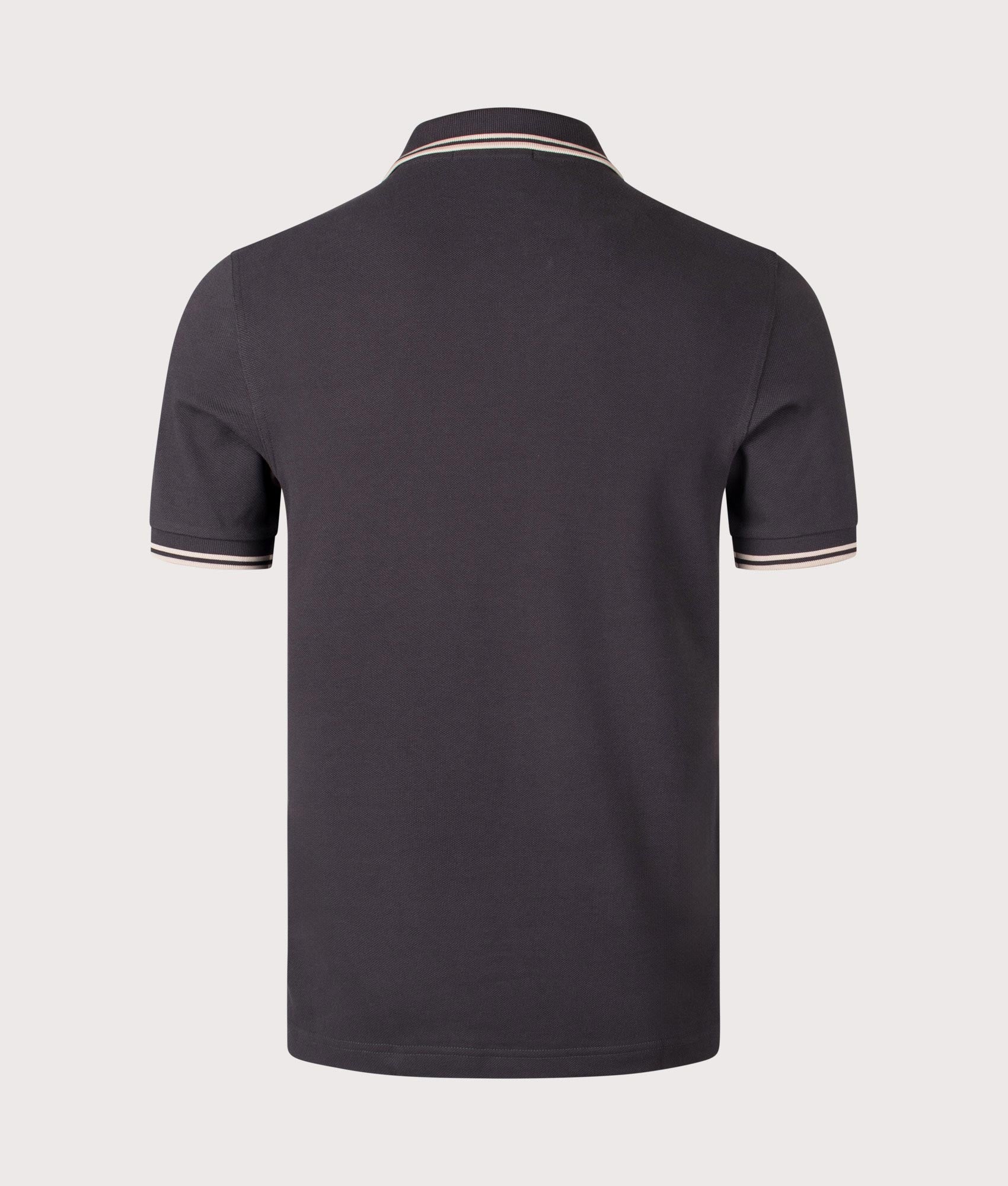 Fred Perry Twin Tipped Polo Shirt in Anchor Grey. Shot at EQVVS. Back shot. 