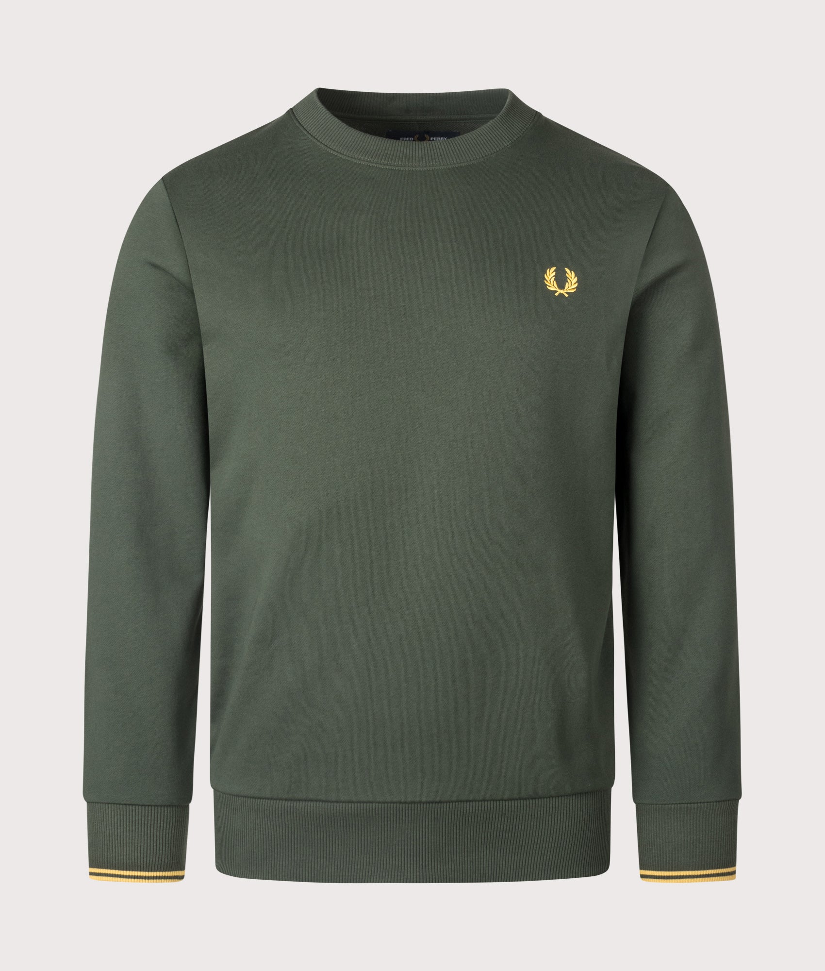 Fred Perry, Crew Neck Sweatshirt, Court Green, Eqvvs Menswear, front shot angle